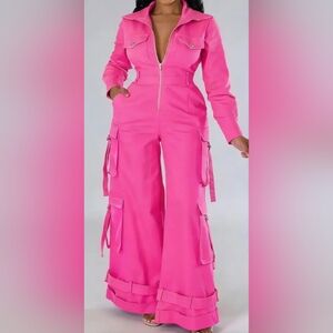 Pink Cargo Style Jumpsuit Size 14/16